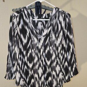 Black and white semi sheer shirt